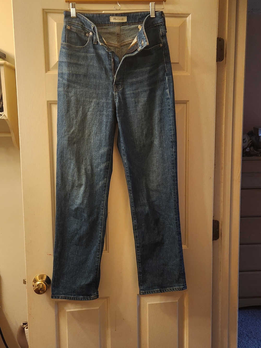 Madewell High-Rise Straight-Leg Jeans in Dark Blue Wash